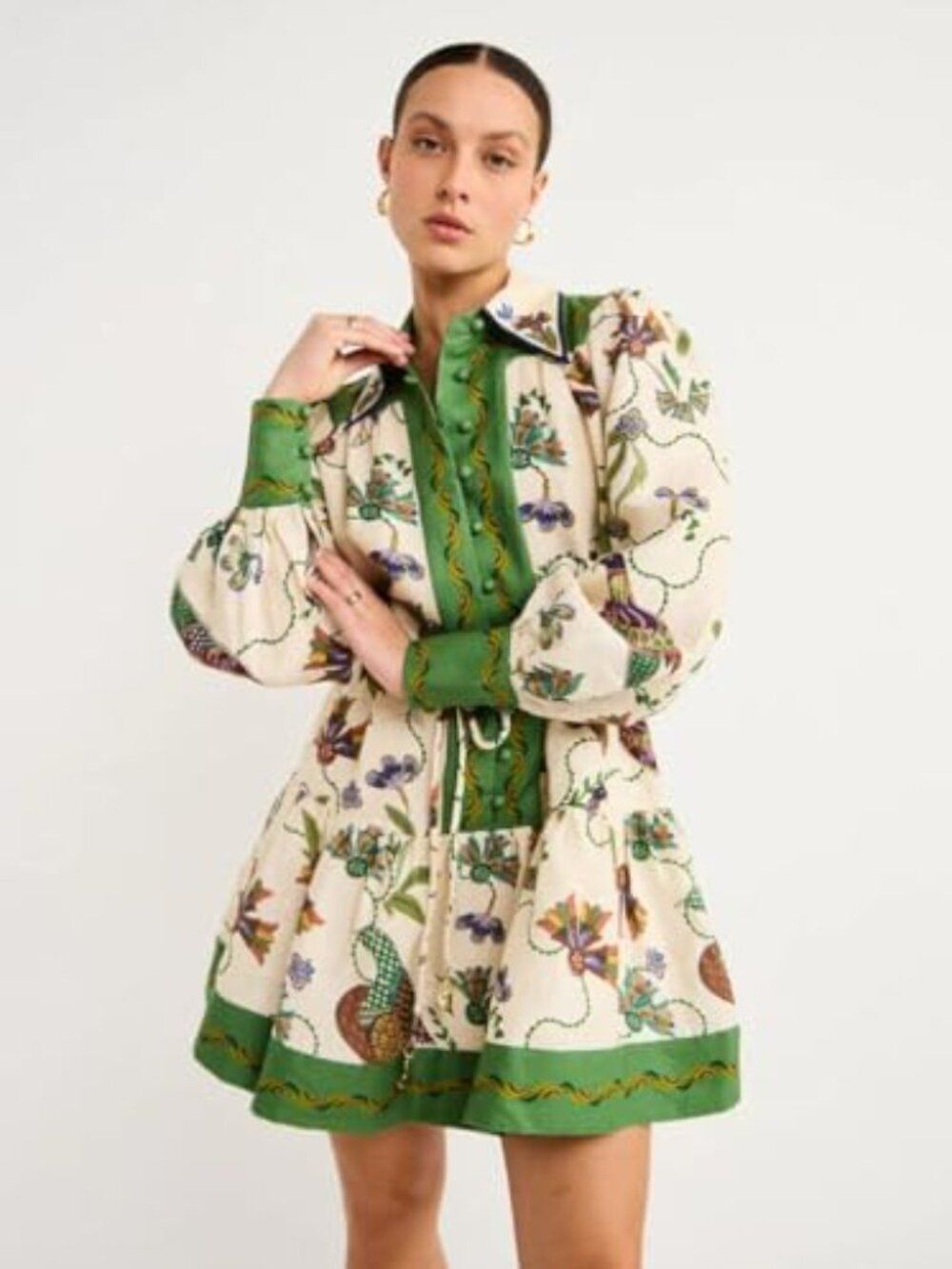 French riviera Birdie printed midi dress Green size Medium